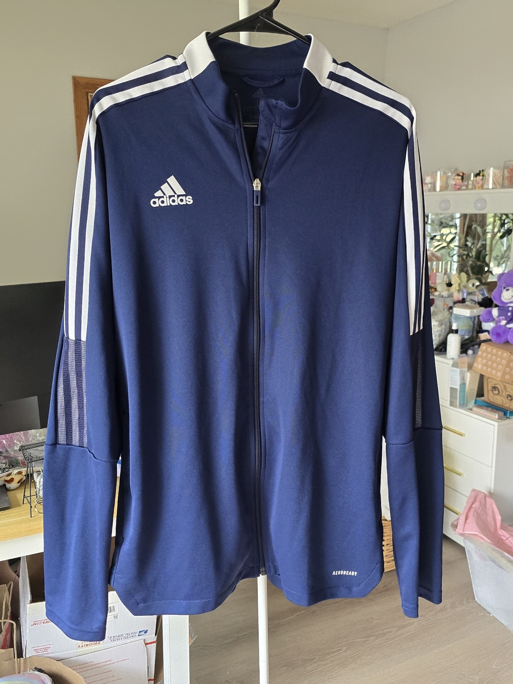 Adidas Men’s Navy Blue Full-Zip Track Jacket
